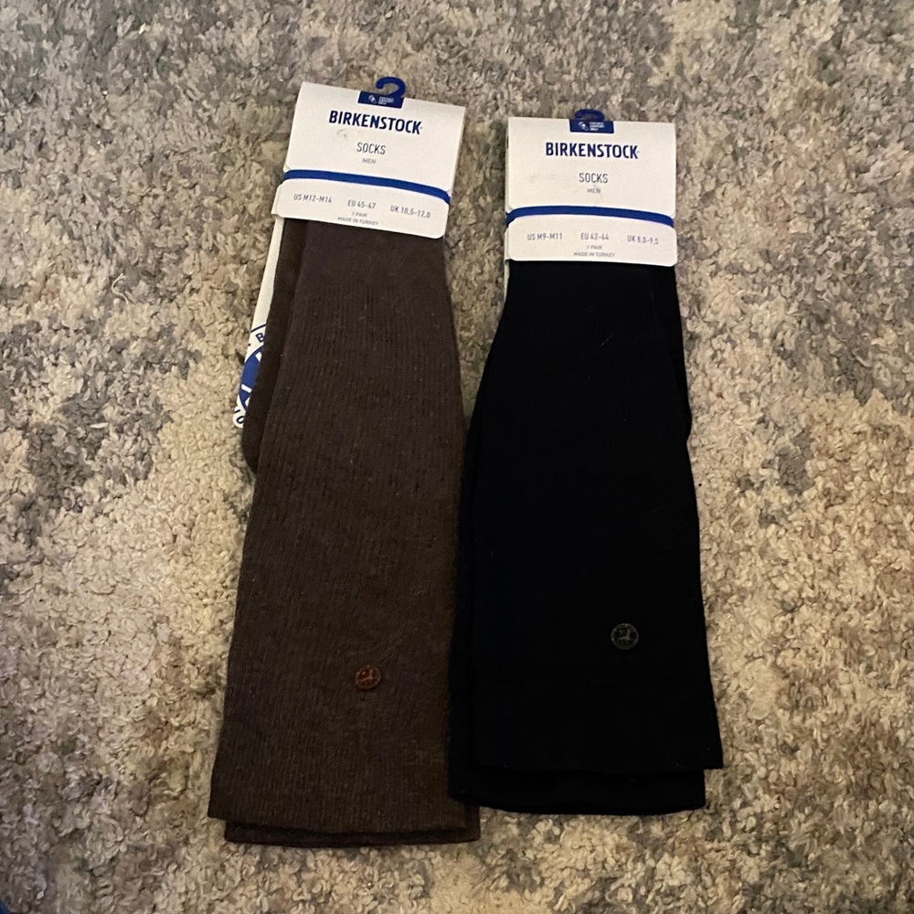 2 New pairs Birkenstock Socks Navy and Brown